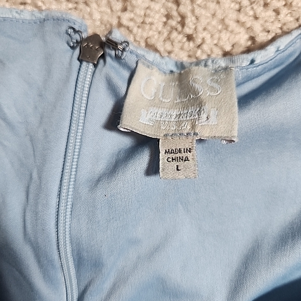 $128 Guess Women's Blue Breanna Eyelet Mini Dress Size L - Picture 6 of 11